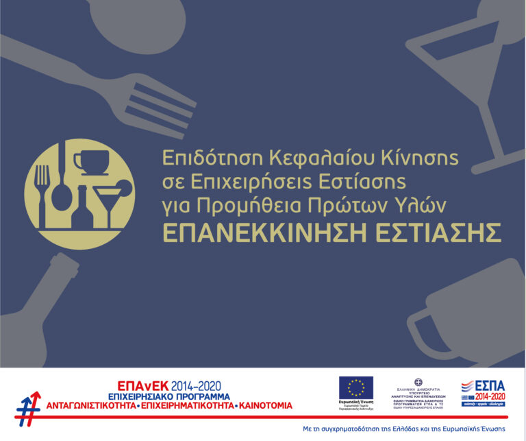 Επιδότηση Κεφαλαίου Κίνησης σε Επιχειρήσεις Εστίασης για Προμήθεια Πρώτων Υλών – Επανεκκίνηση Εστίασης