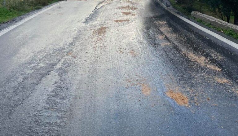 Νυδρί-Λευκάδα: Λάδια στο δρόμο – Προσοχή όσοι οδηγούν!
