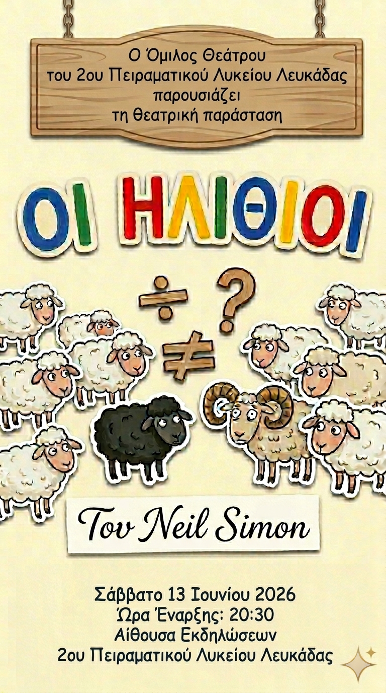 «Οι Ηλίθιοι» του Neil Simon από το 2ο Πειραματικό Λύκειο Λευκάδας